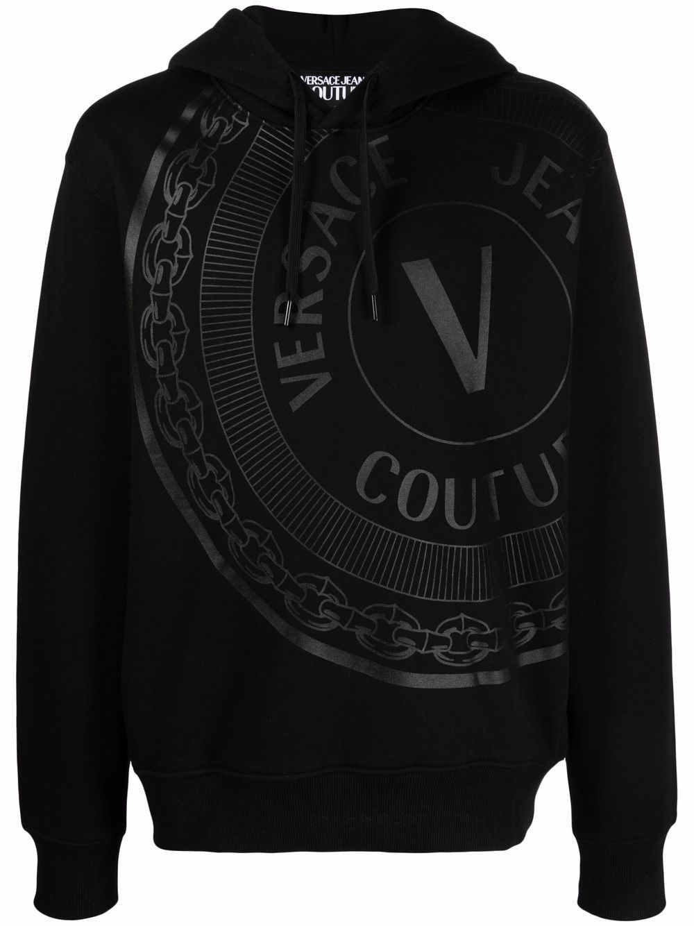 V-Emblem cotton hoodie - 1