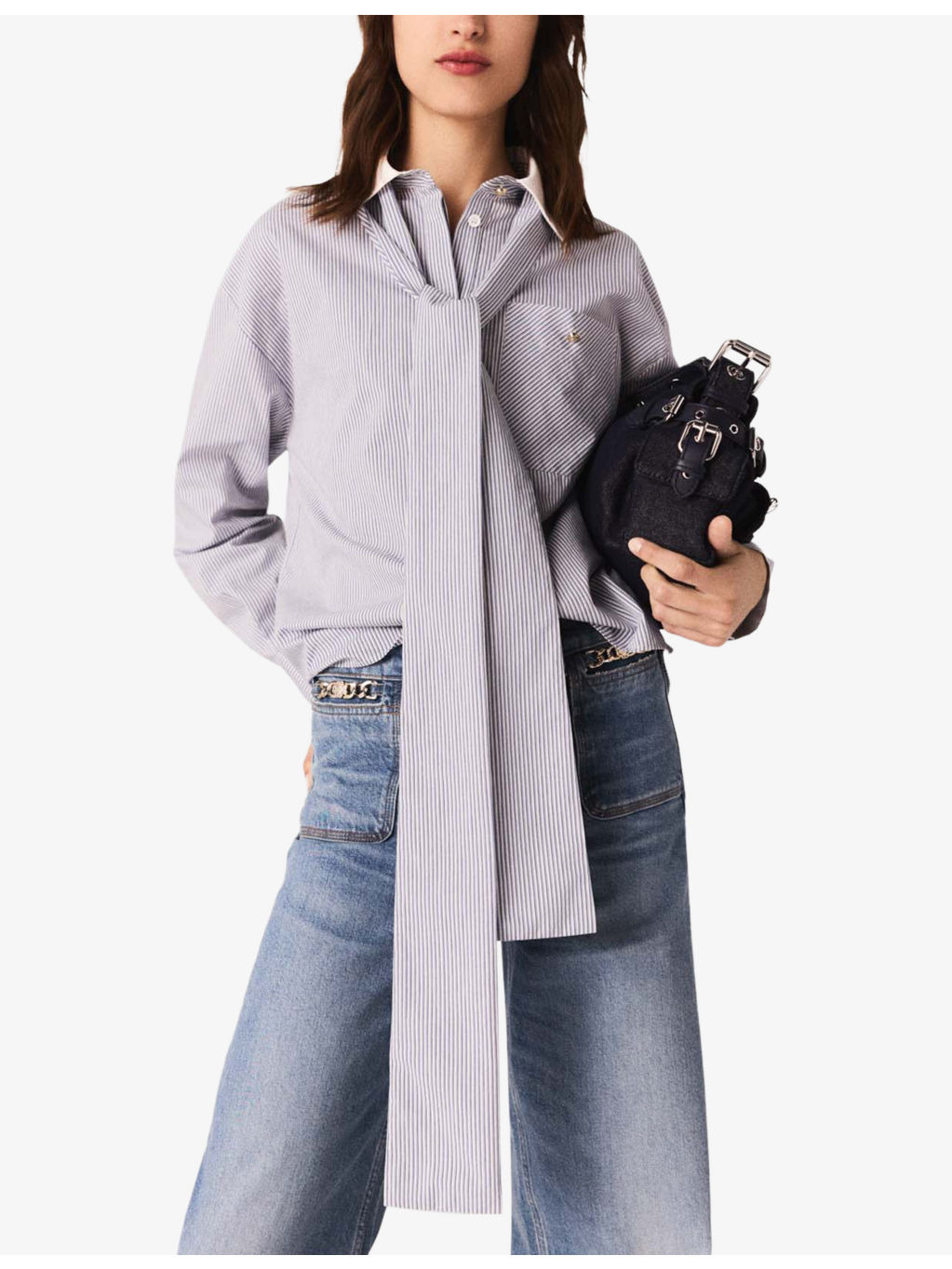 Pussy-Bow Striped Cotton-Blend Shirt - 5
