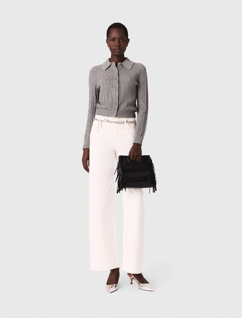 maje Rhinestone collar cardigan outlook