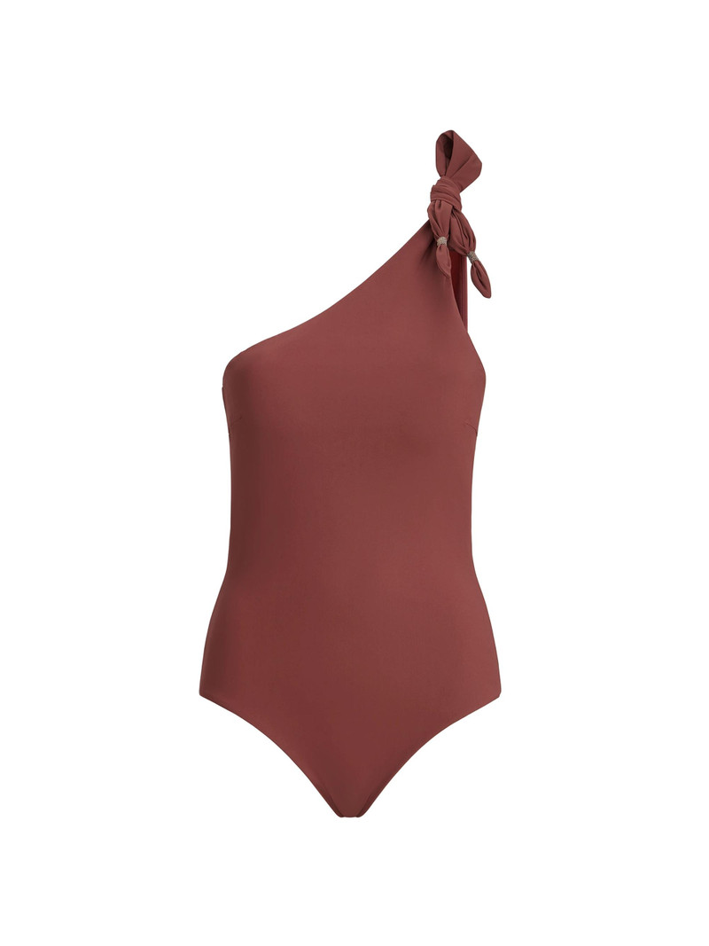 Women's Techno Jersey Bathing Suit with Monili - Bordeaux 1