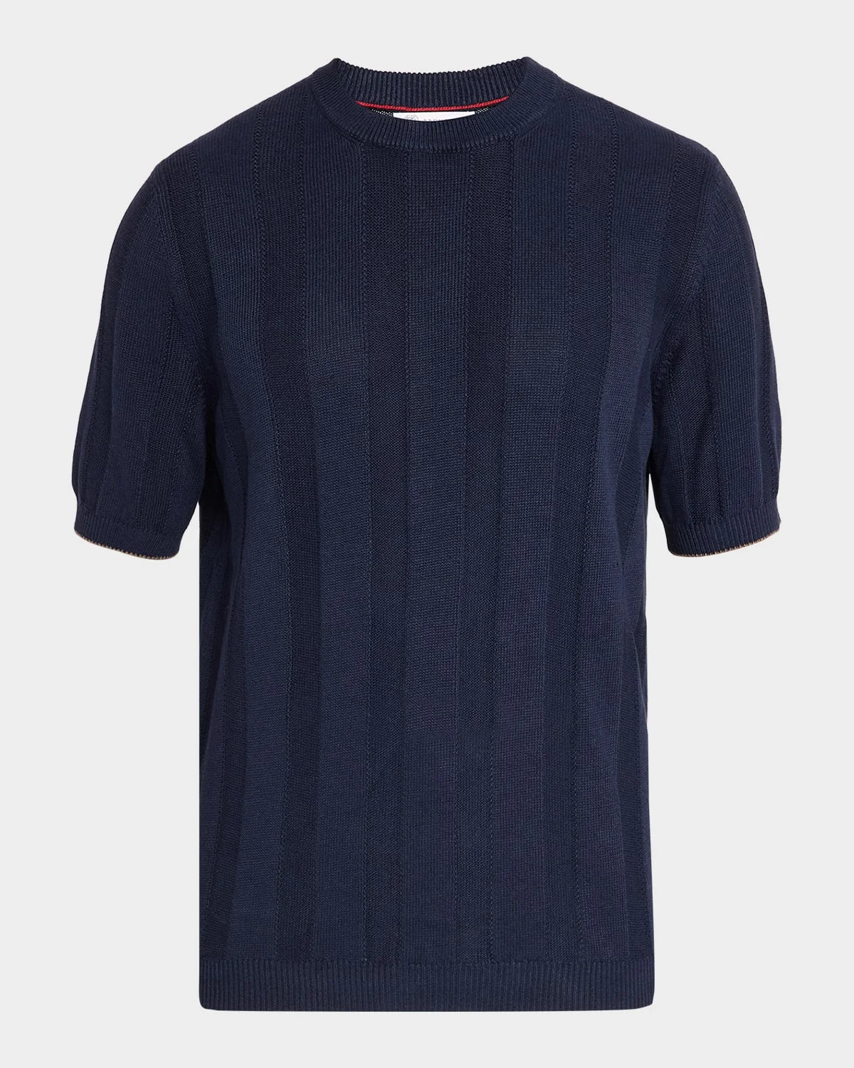 Men's Linen and Cotton Ribbed Short-Sleeve Sweater - 1