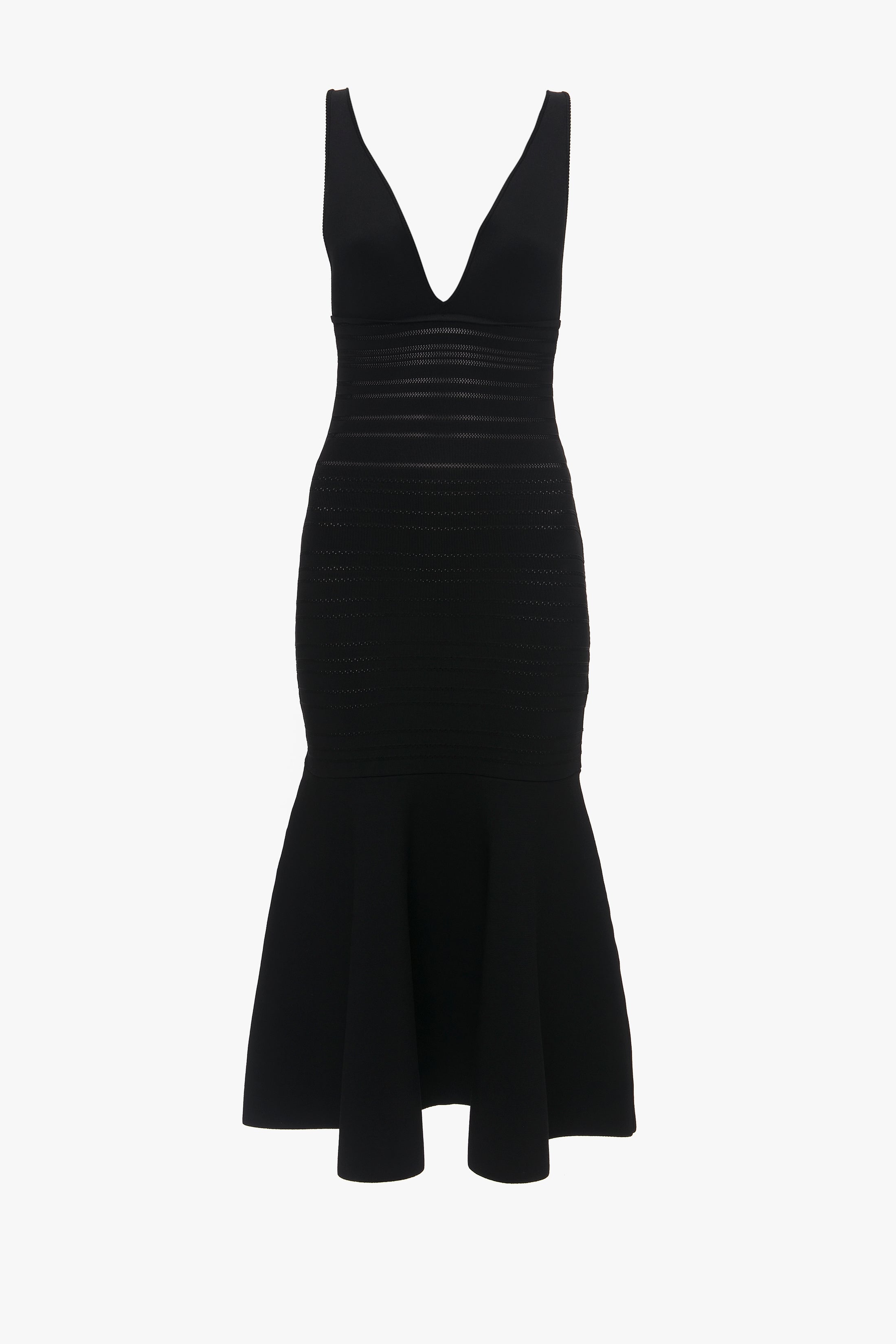 Frame Detail Sleeveless Dress In Black - 1