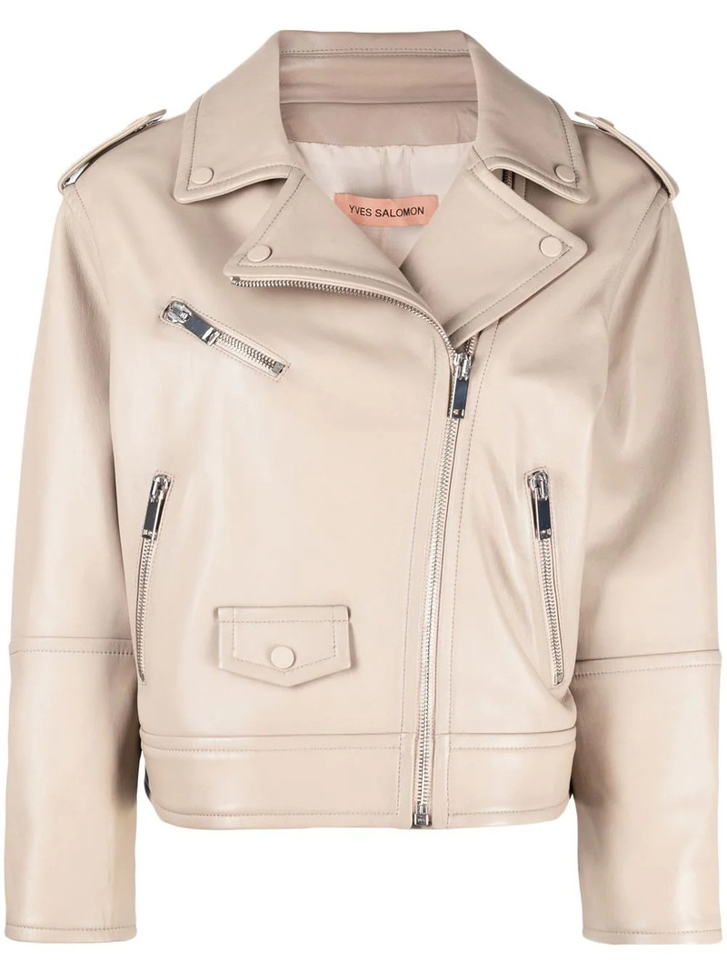 zip-up leather biker jacket 1