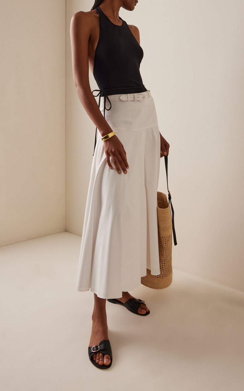 ST. AGNI Tie-Detailed Organic-Cotton Jersey Top black outlook