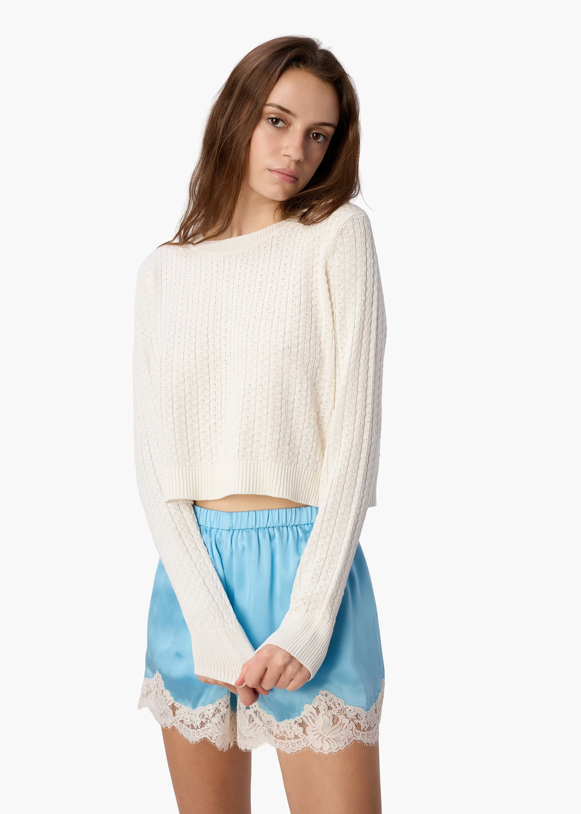 LESLEY CROPPED SWEATER MACADAMIA - 1