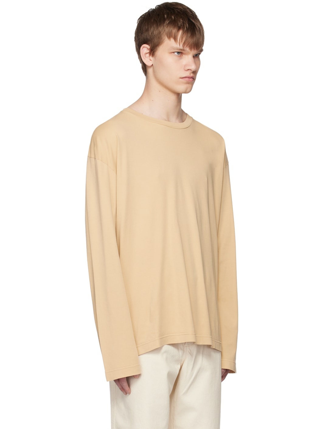 Beige Flame Clean Long Sleeve T-Shirt - 2