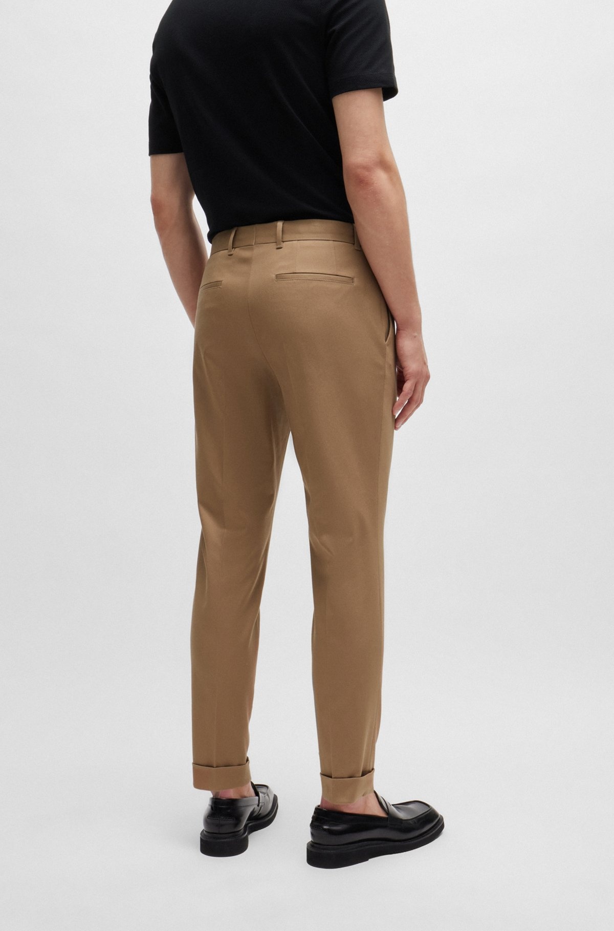 RELAXED-FIT TROUSERS IN STRETCH FABRIC WITH PLEAT FRONT - 4
