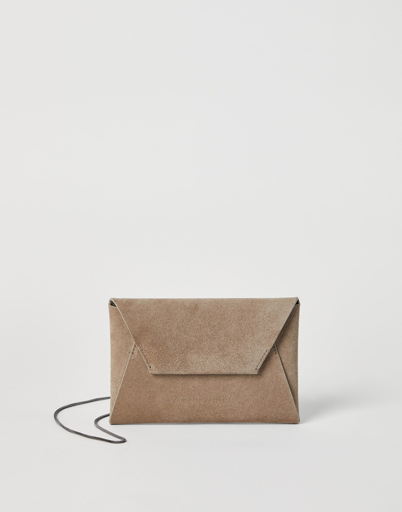 Suede envelope bag with precious chain 1