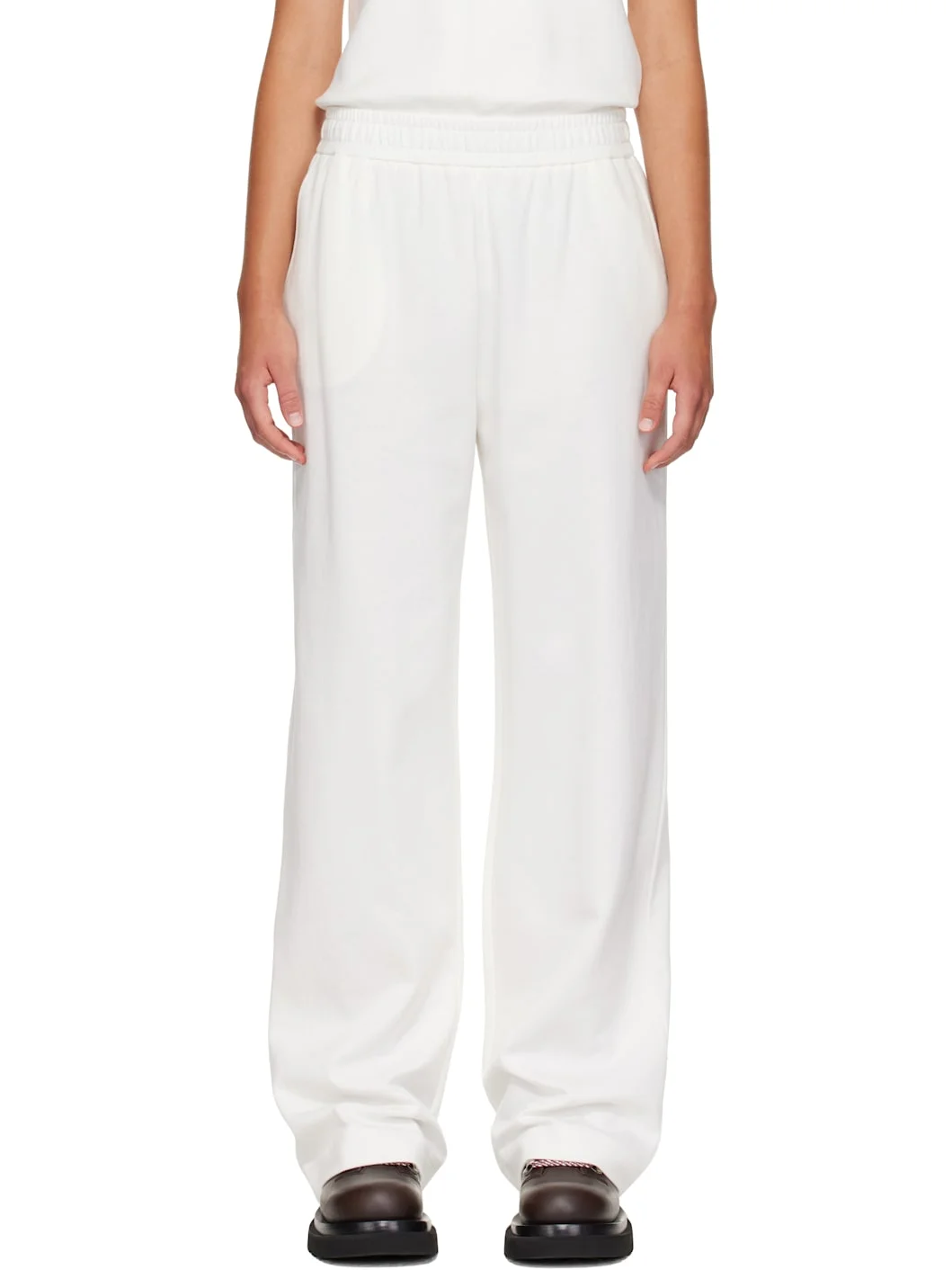 White Logo Cotton Blend Sweatpants - 1