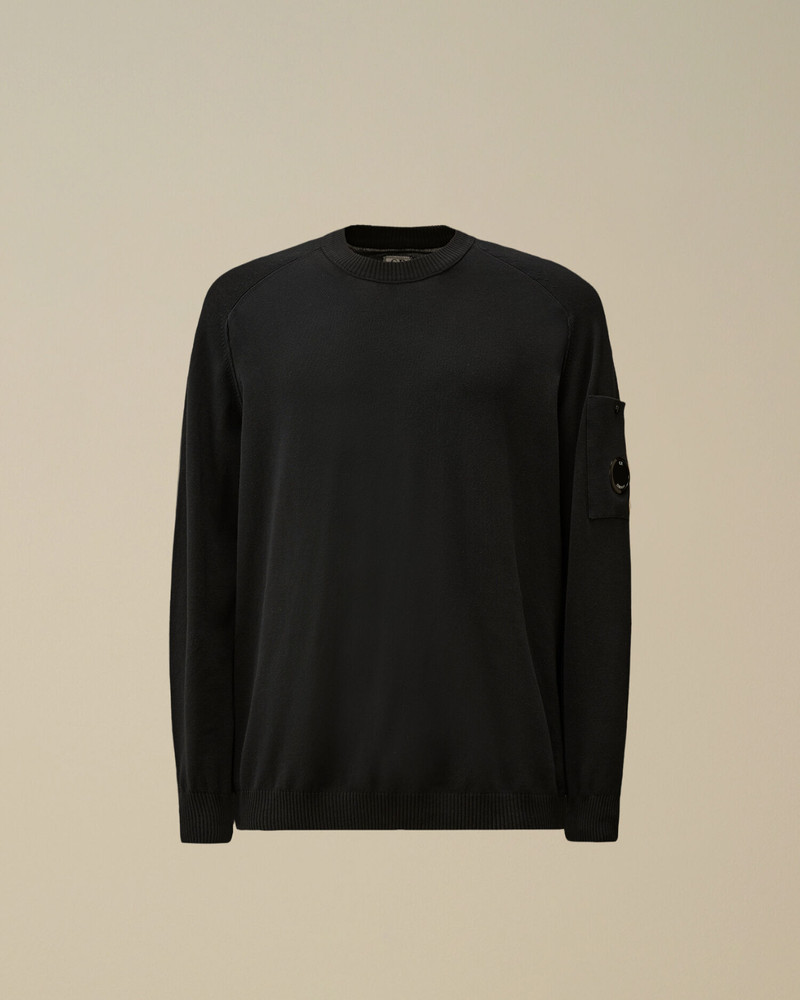 Cotton Crepe Crewneck Lens Sweater 1