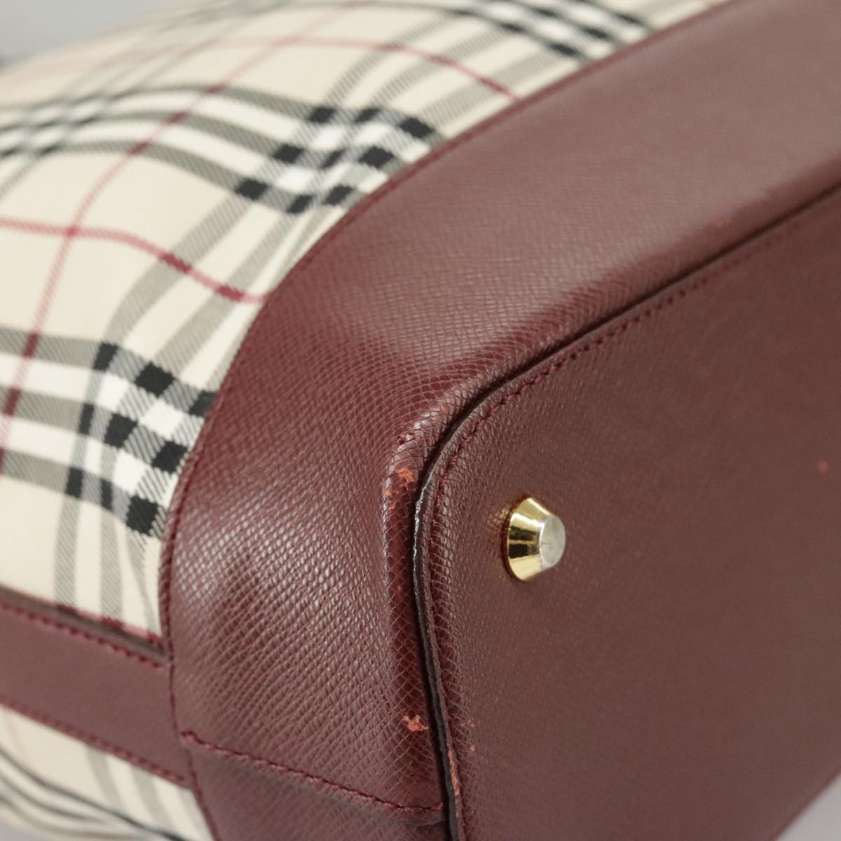 Burberry Nova Check Tote Bag Canvas Beige Red - 10