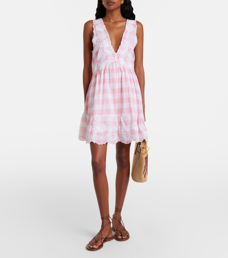 juliet dunn Broderie anglaise checked cotton poplin minidress outlook