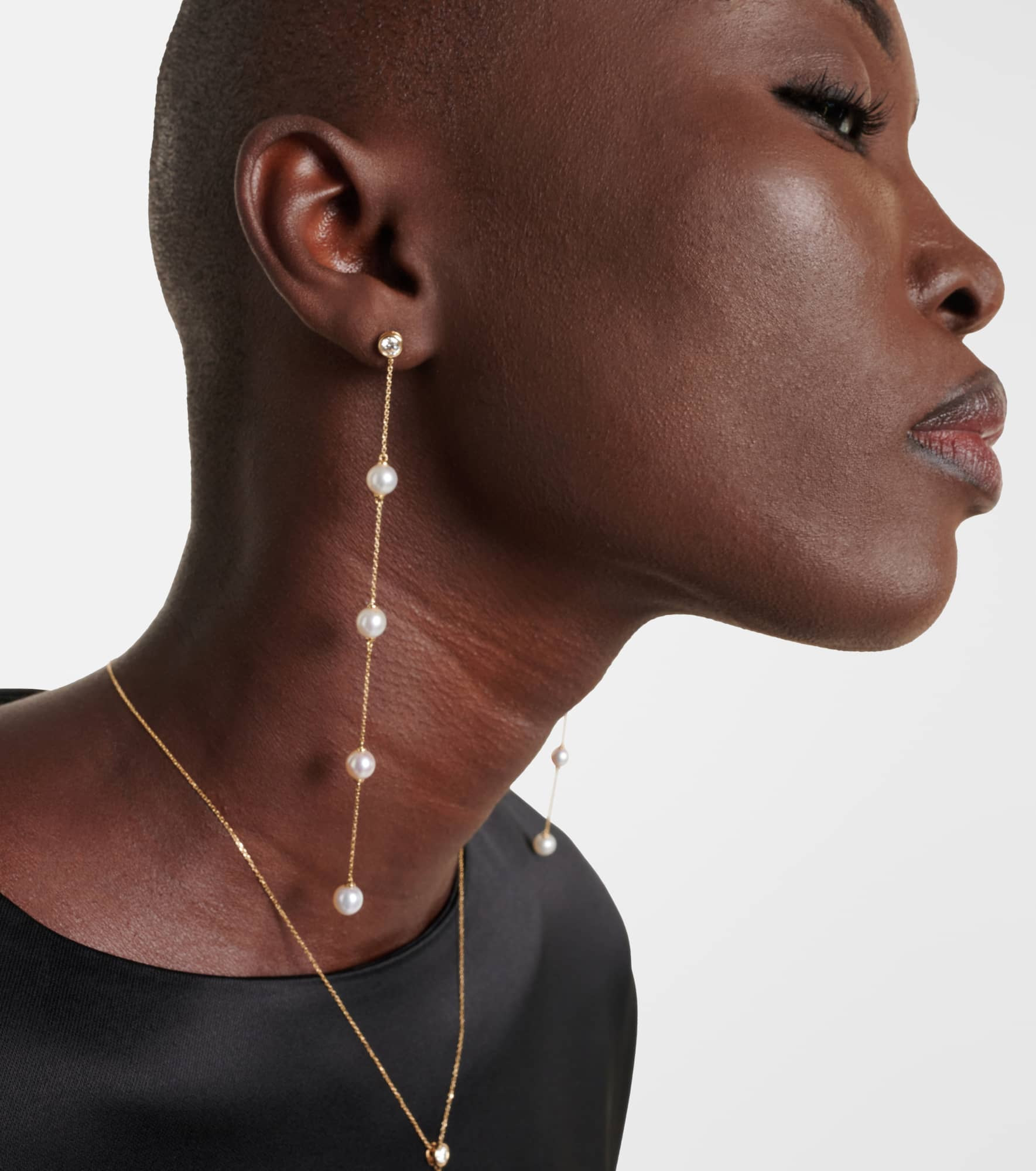14kt gold earrings with diamonds and pearls - 3