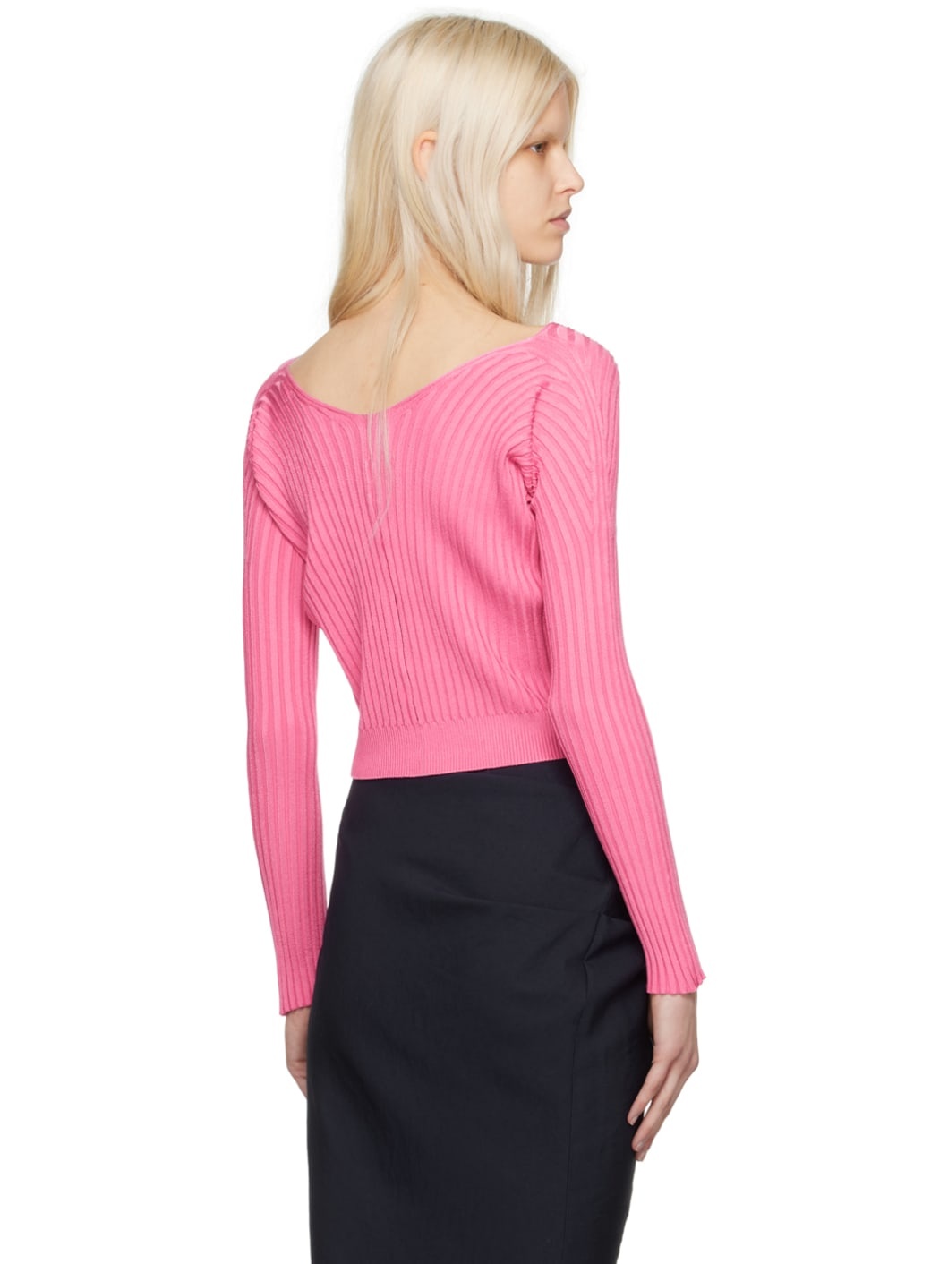 Pink Le Raphia 'La Maille Pralu Longue' Cardigan - 3