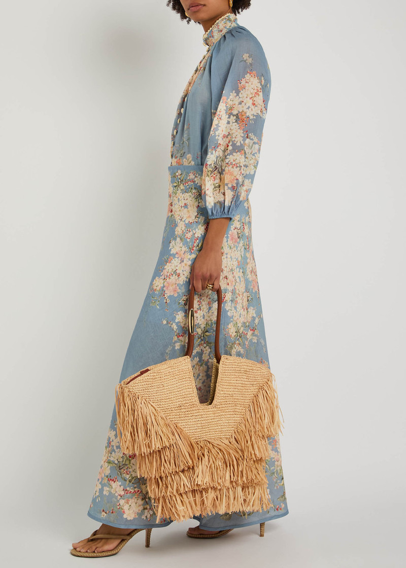 Zimmermann Goldentime Fringed Raffia Tote 4