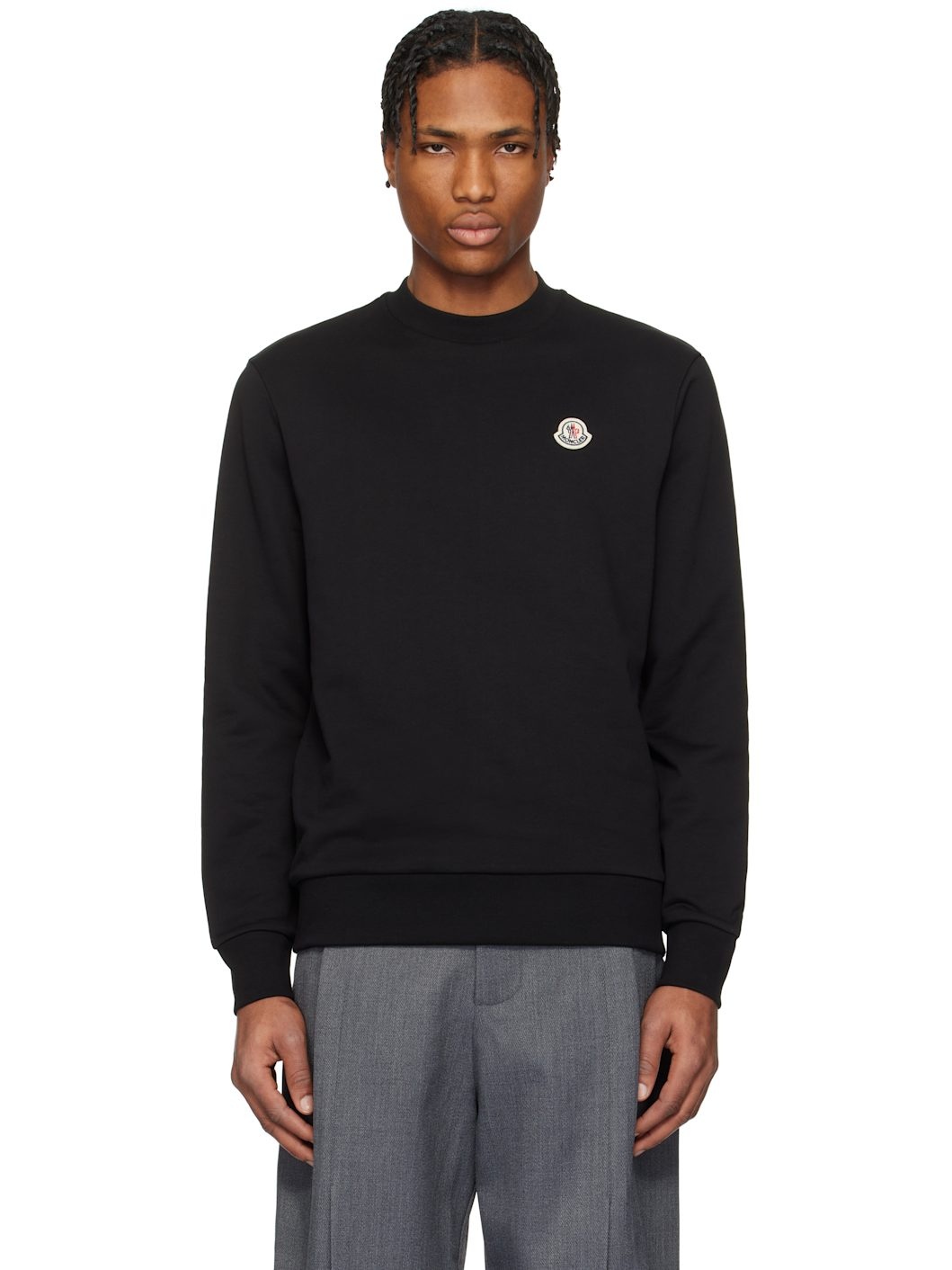 Black Logo Patch Cotton Sweatshirt - 1