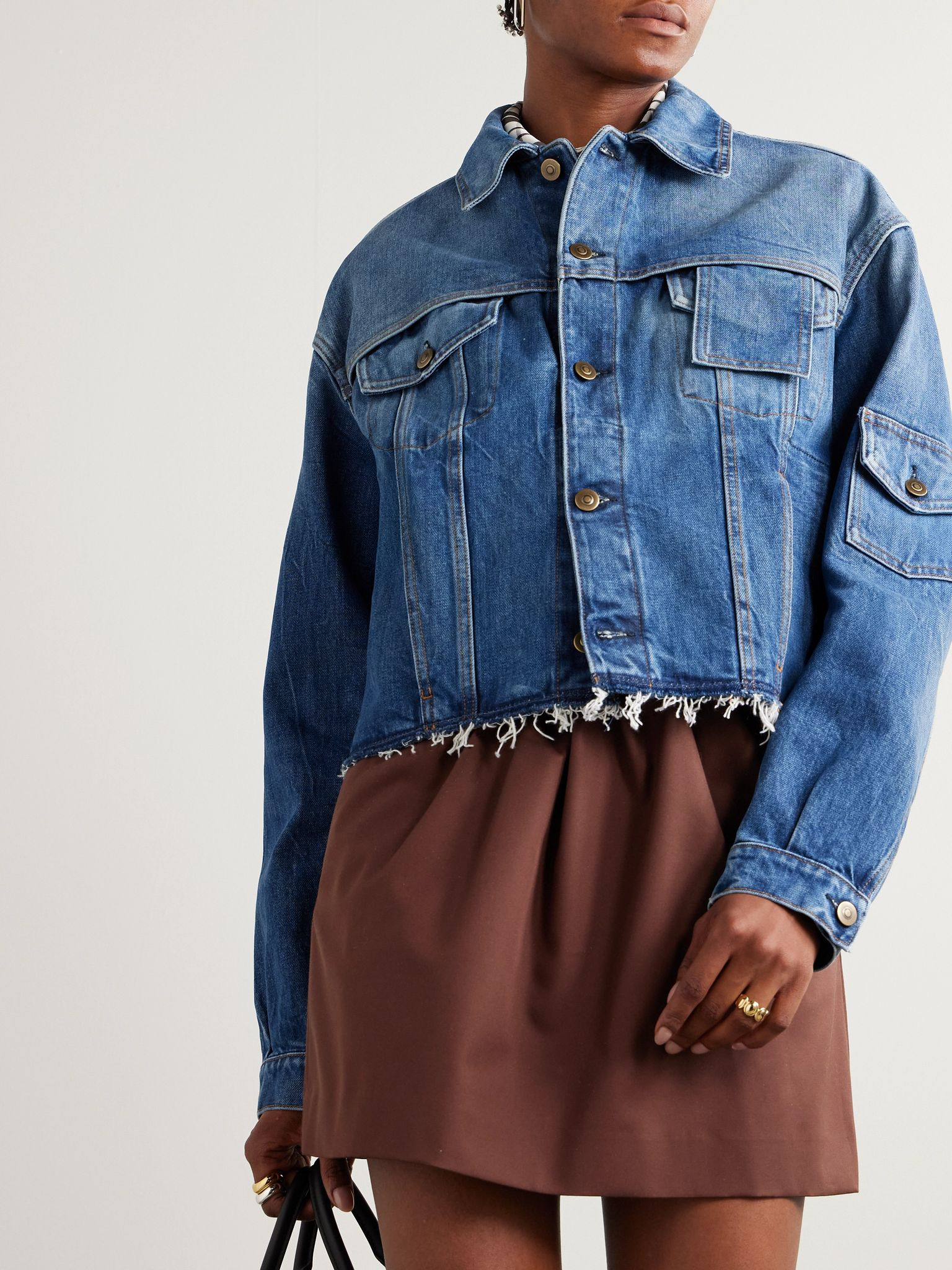 Sports frayed denim jacket Mid denim - 3