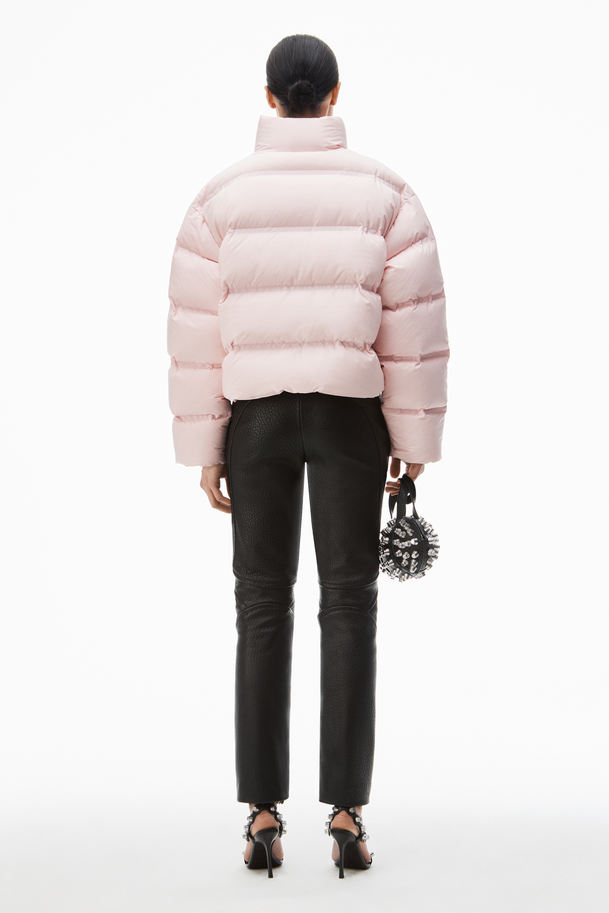 cropped puffer coat with reflective logo - 5