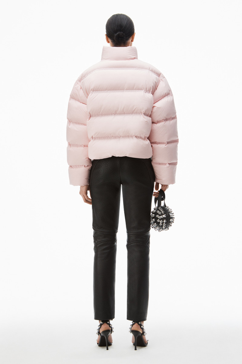 cropped puffer coat with reflective logo 5