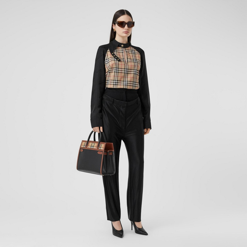 Burberry Small Leather and Vintage Check Two-handle Title Bag outlook