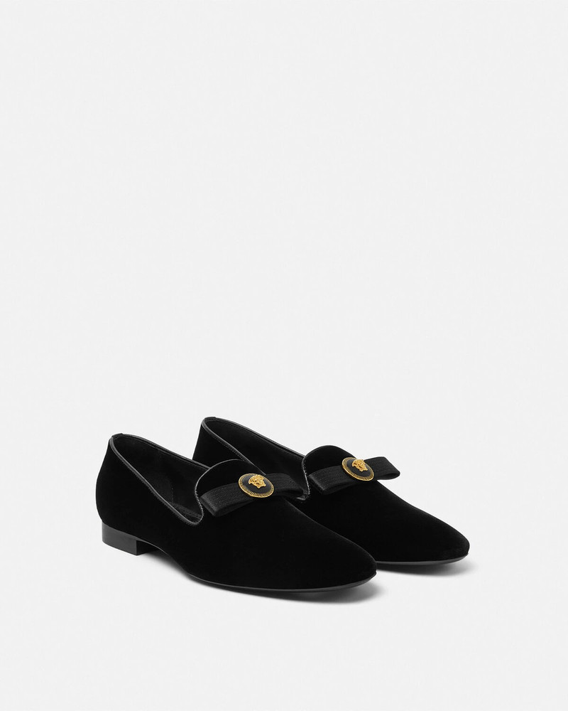 VERSACE Gianni Ribbon Velvet Slippers outlook