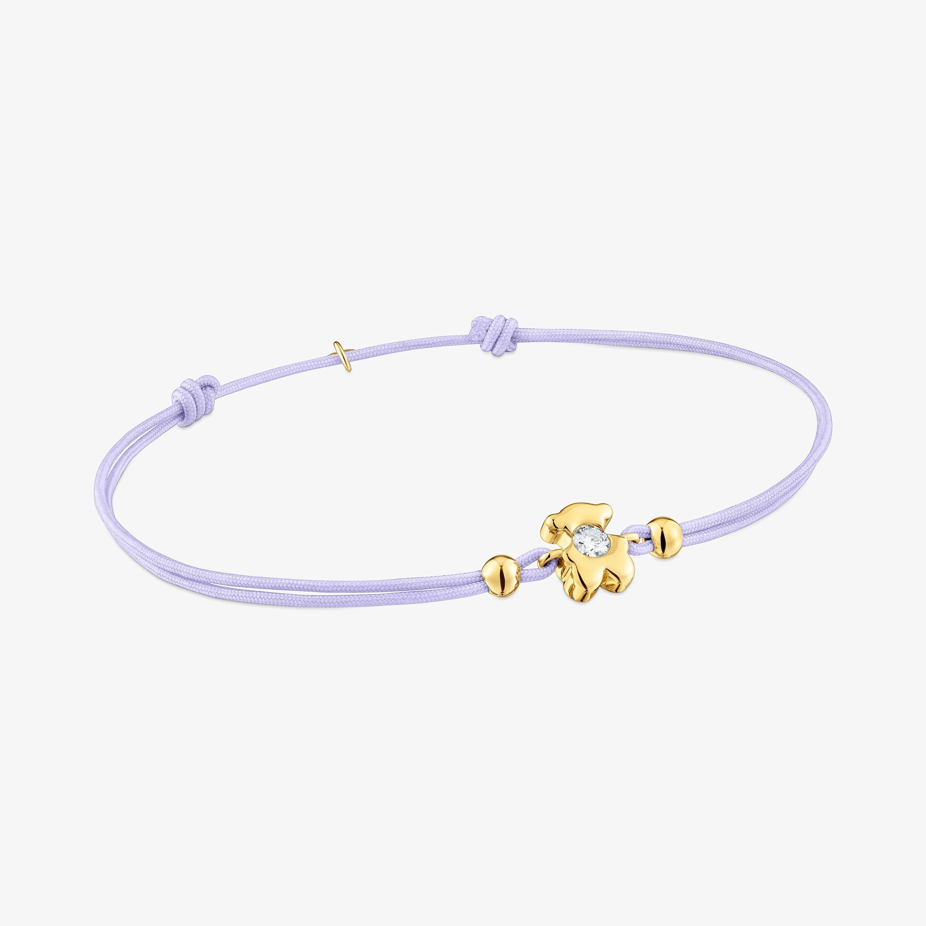 18K solid gold Bracelet with lab-grown diamond and mauve nylon TOUS Lili - 1
