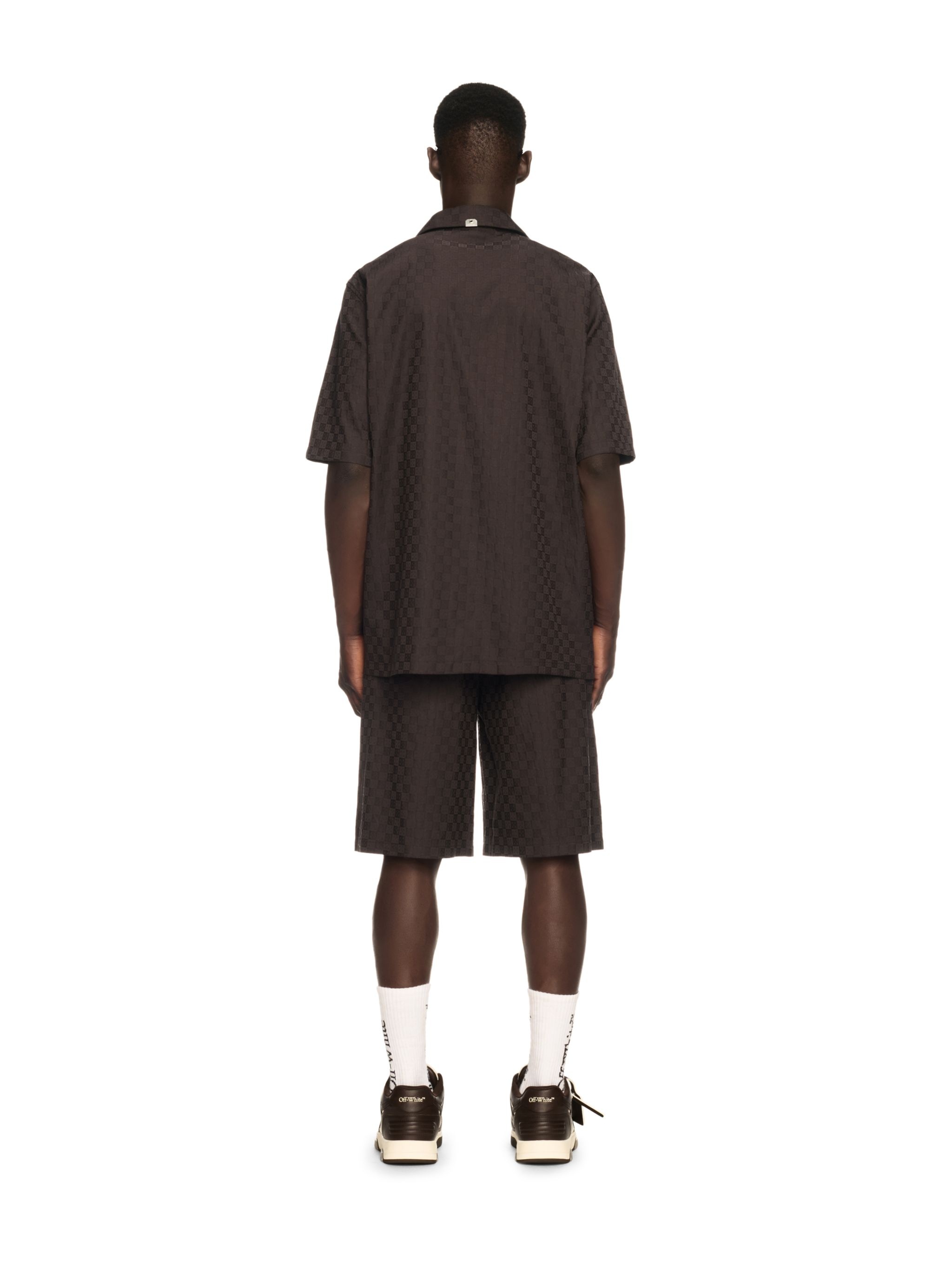 Chocolate Jacquard Check Bowling Shorts - 4