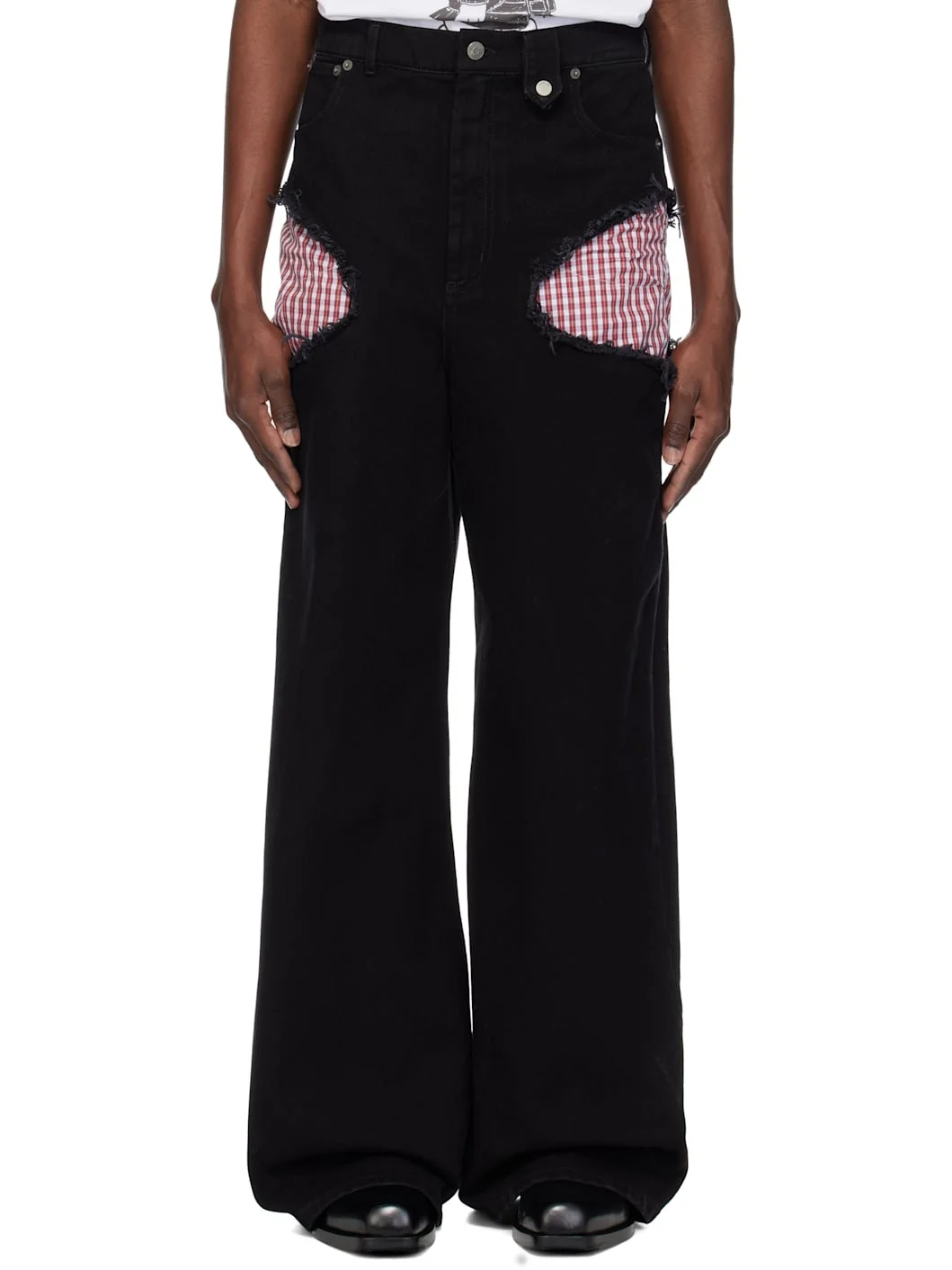 Black Openwork Jeans - 1