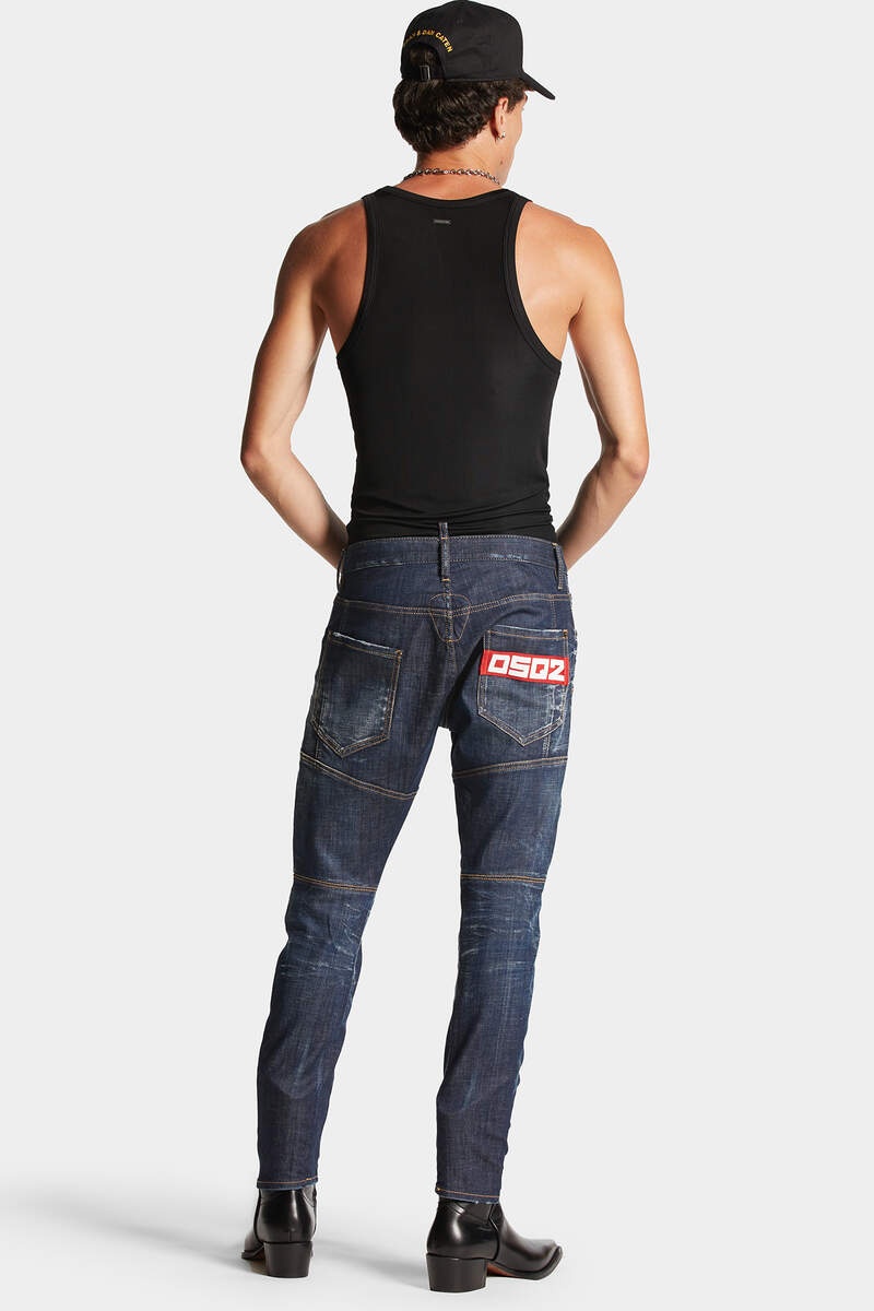 DARK CLEAN WASH TIDY BIKER JEANS - 4