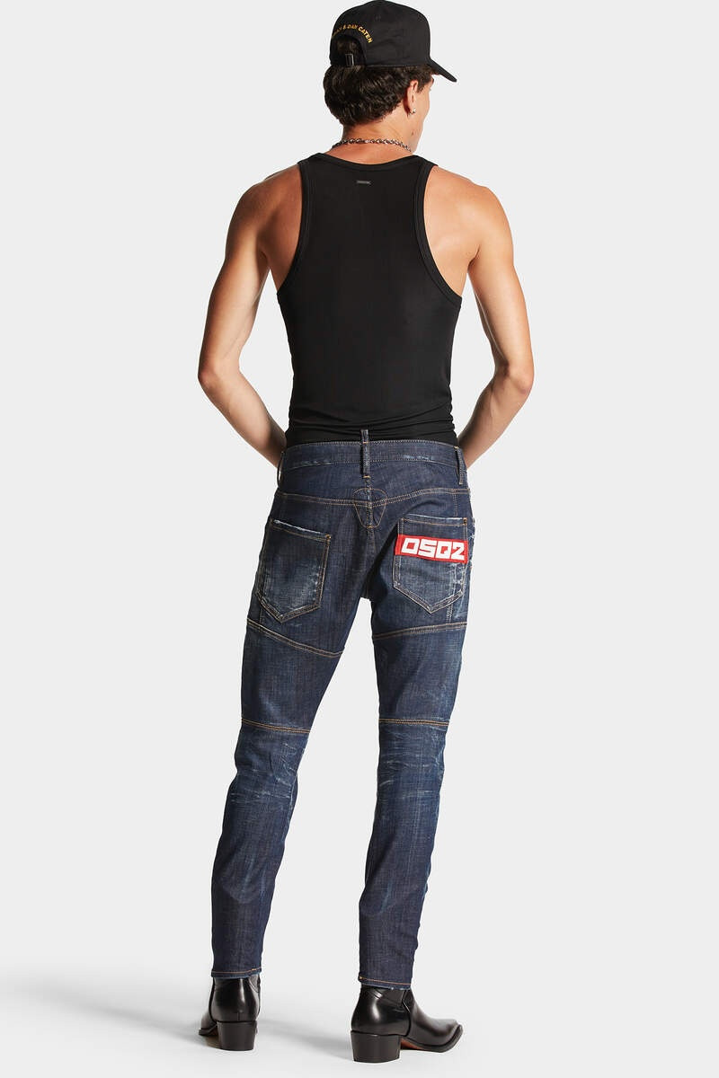 DARK CLEAN WASH TIDY BIKER JEANS 4