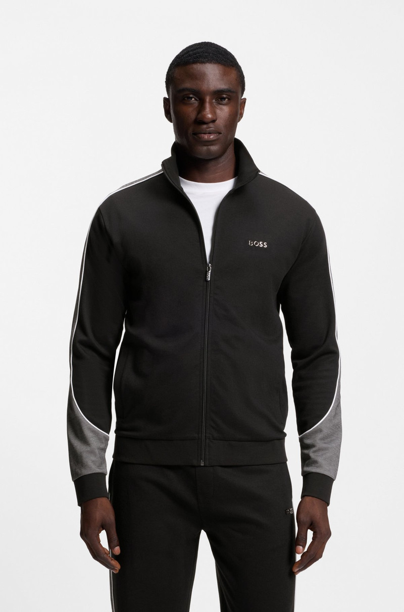 CONTRAST-DETAIL ZIP-UP JACKET IN A COTTON BLEND 2
