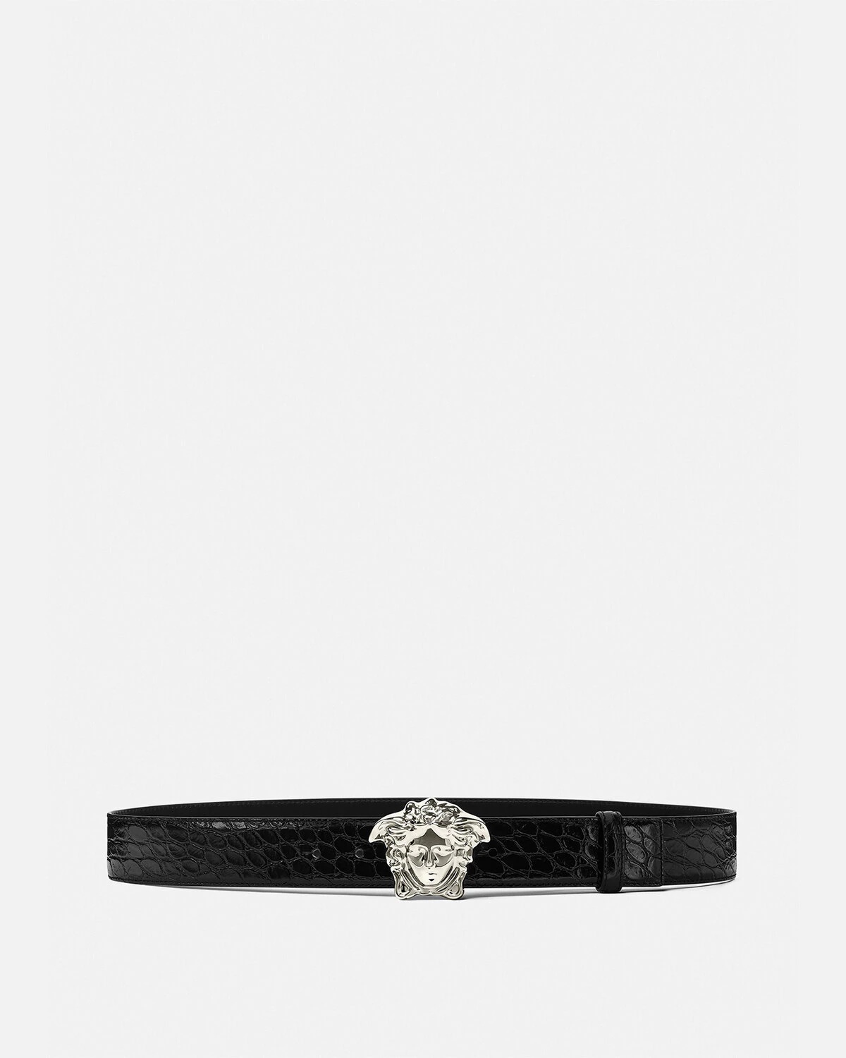 La Medusa Croc-Effect Leather Belt - 1