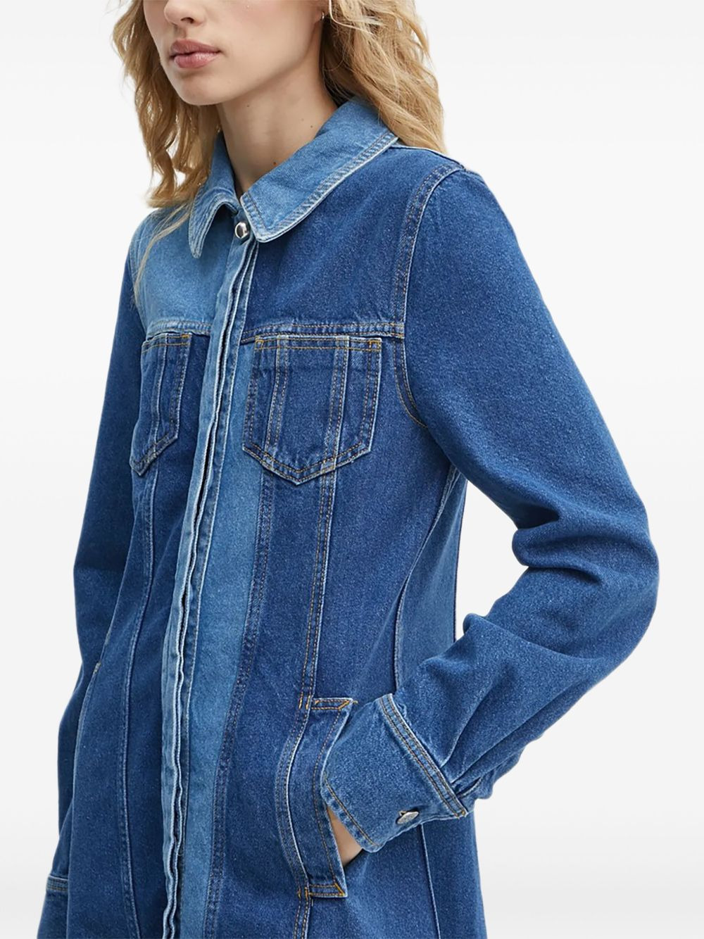 panelled midi shirt dress - 4