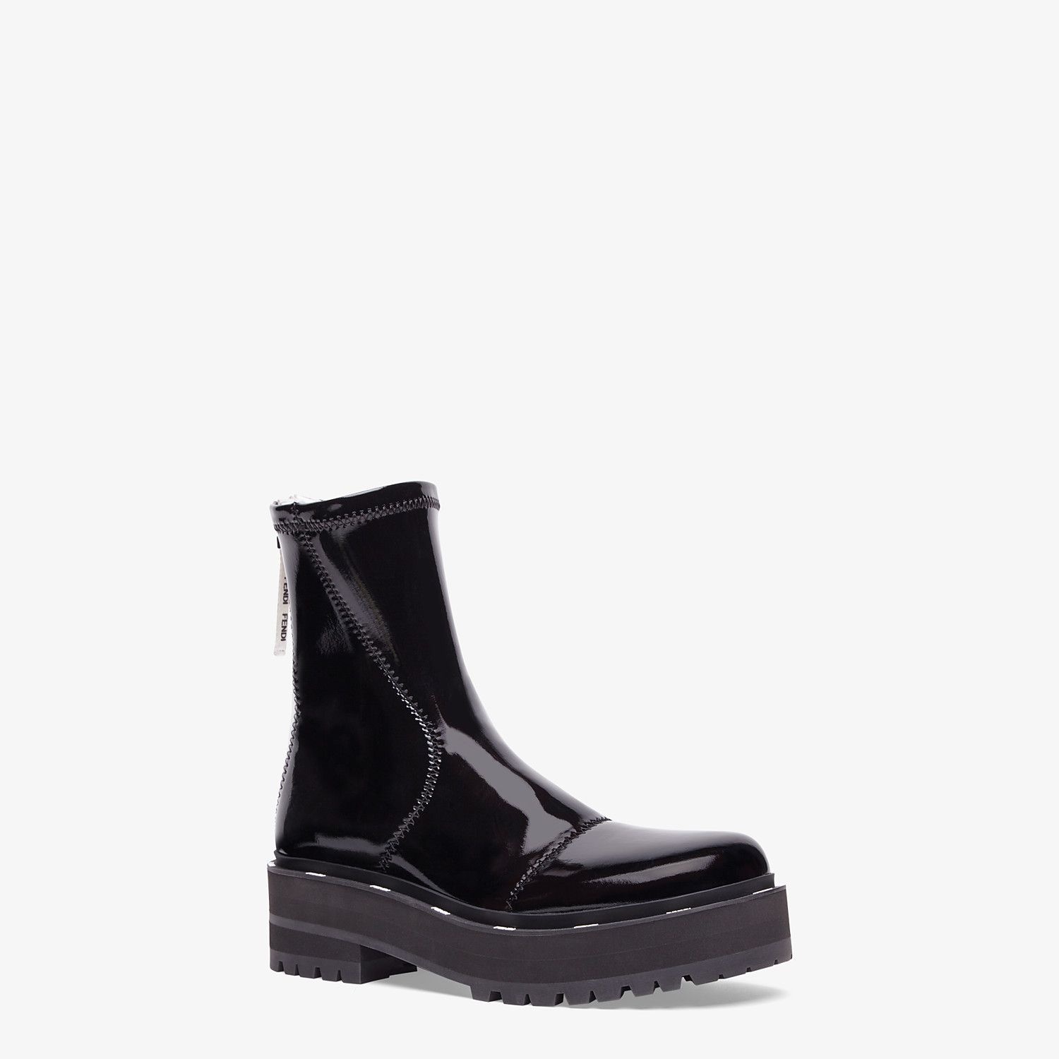 Glossy black neoprene biker boots - 2