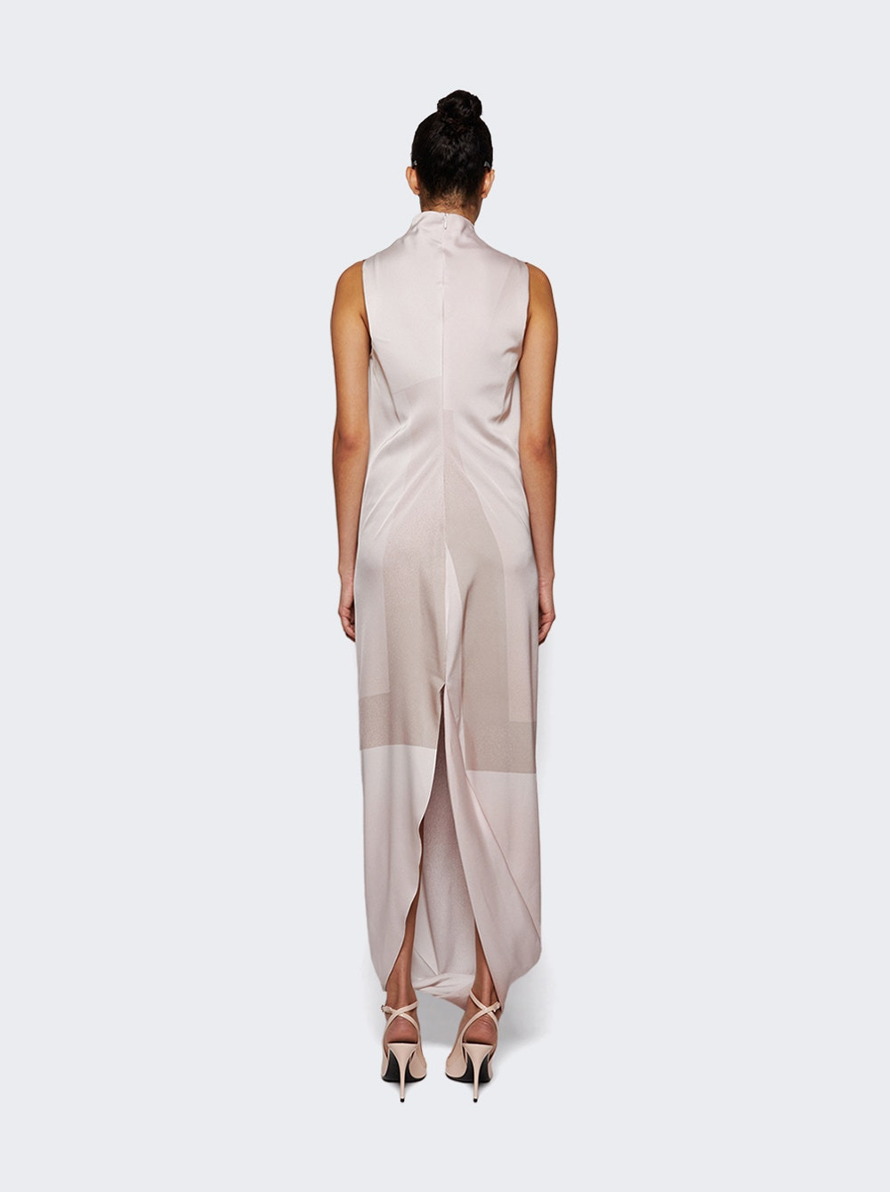 Draped Long Dress With Trompe L'Œil Print Pink - 4