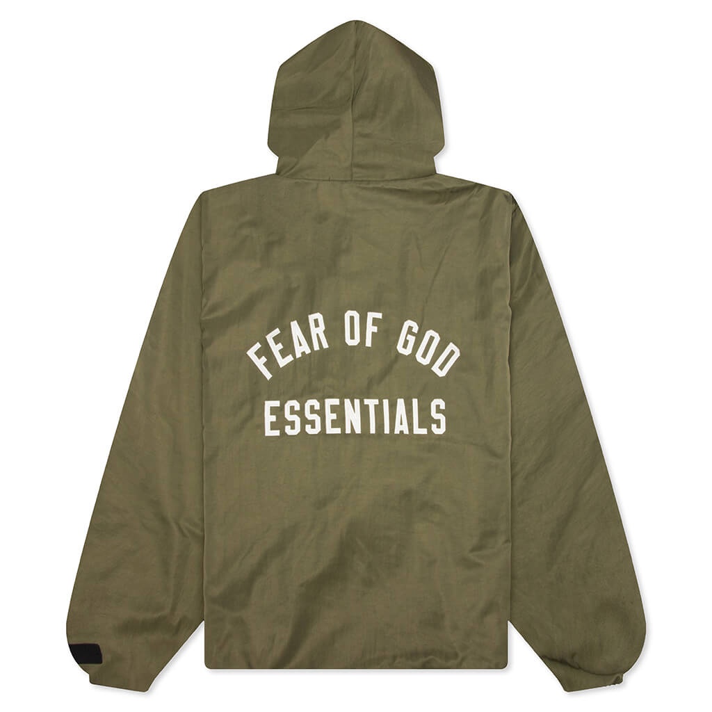 TEXTURED NYLON HOODED COACHES JACKET - MILITARY - 2
