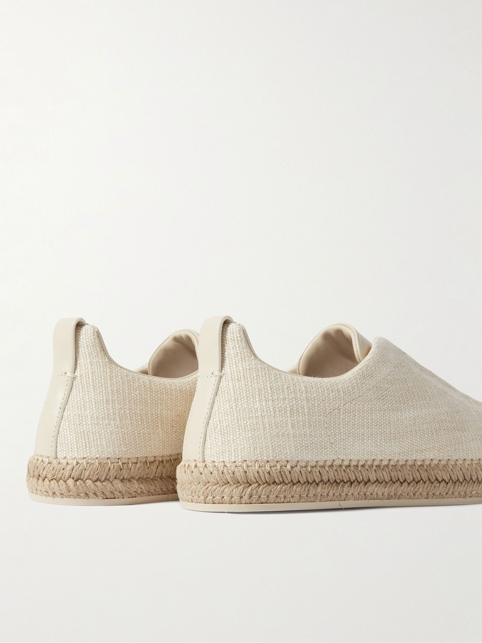 Triple Stitch™ Leather-Trimmed Canvas Slip-On Sneakers Off-white - 5