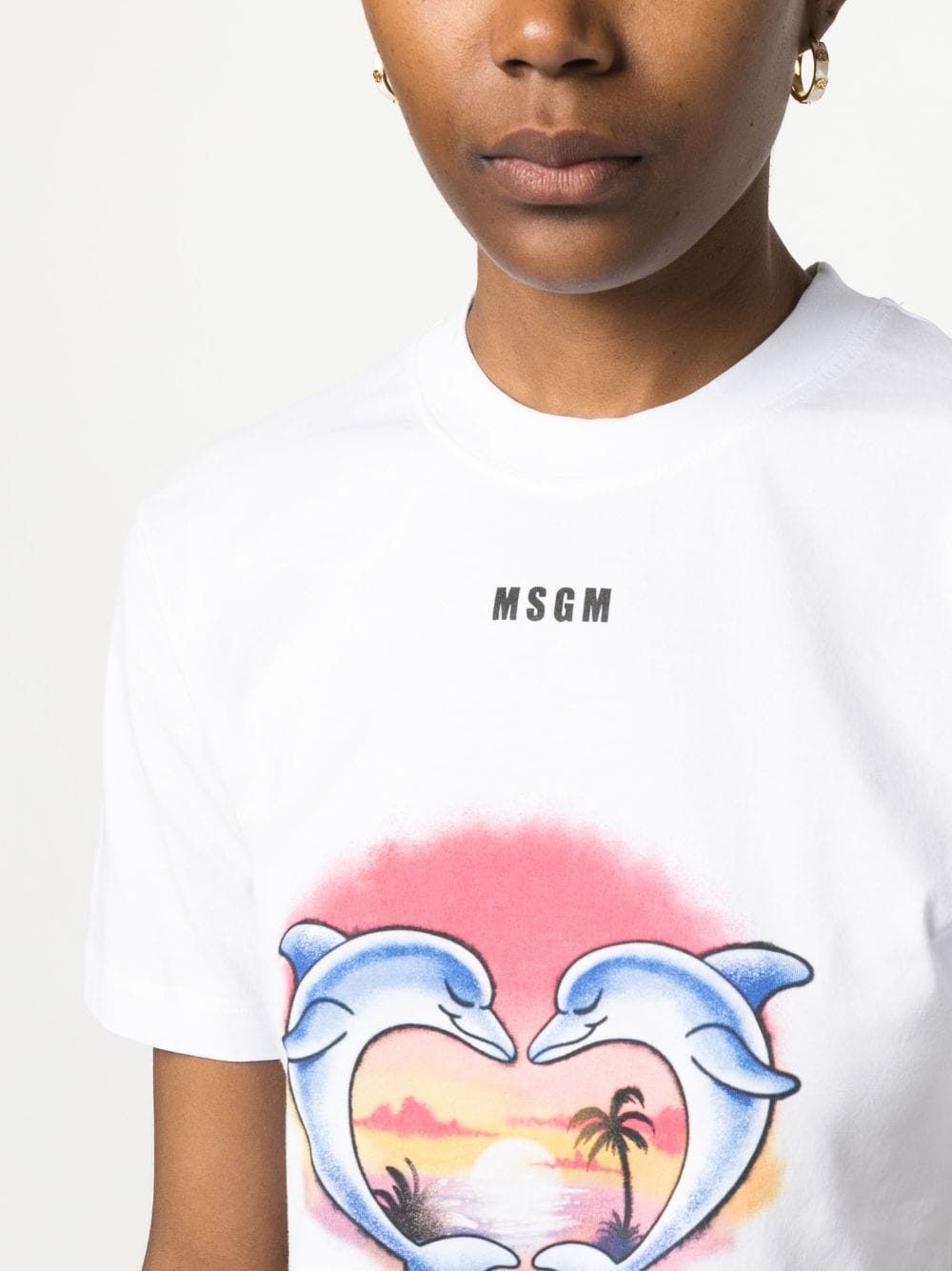 dolphin-print cotton T-shirt - 5