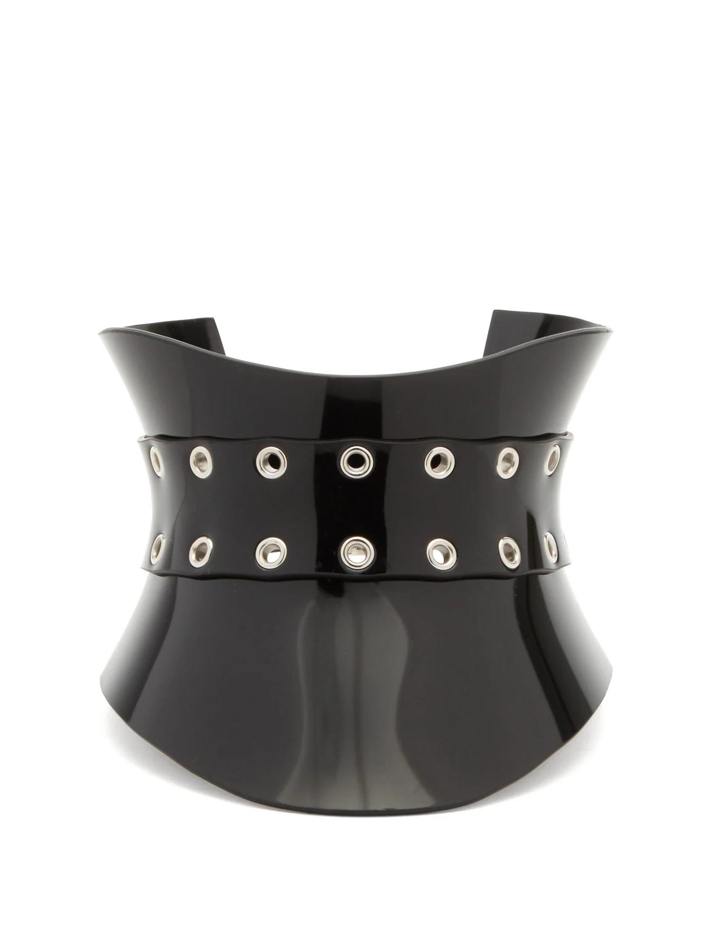 Eyelet-studded curved-resin collar choker - 1