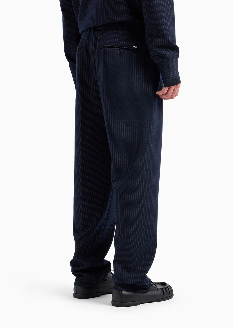 Pinstriped viscose-blend jersey trousers 3