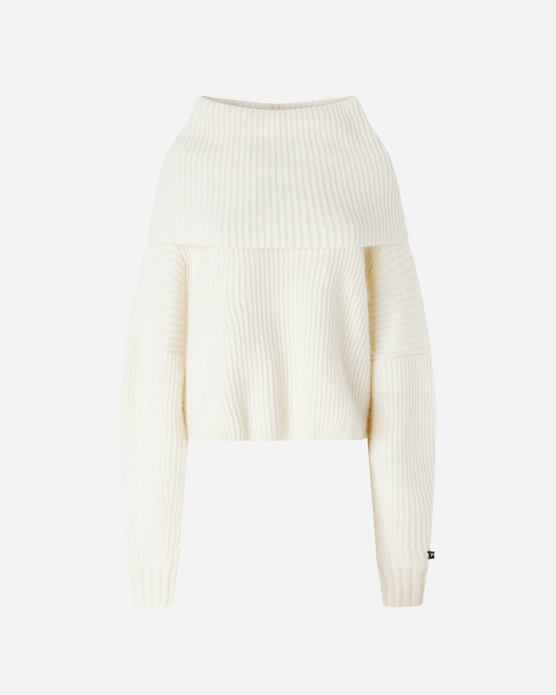 RIBBED PULLOVER WITH LARGE FOLD-OVER NECK 1