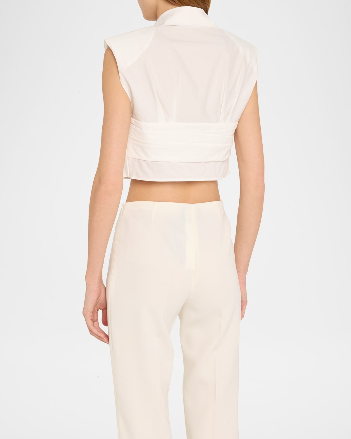 Emie Cropped Box-Sleeve Cotton Poplin Top - 3