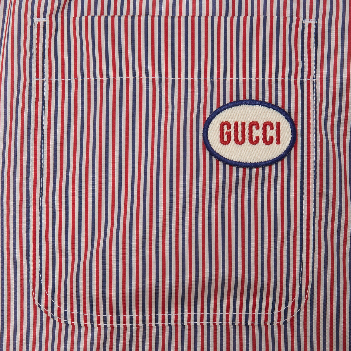 Striped fabric swim shorts with patch - 4