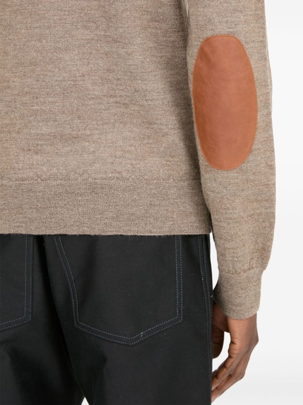 elbow-patch fine-knit cardigan - 7