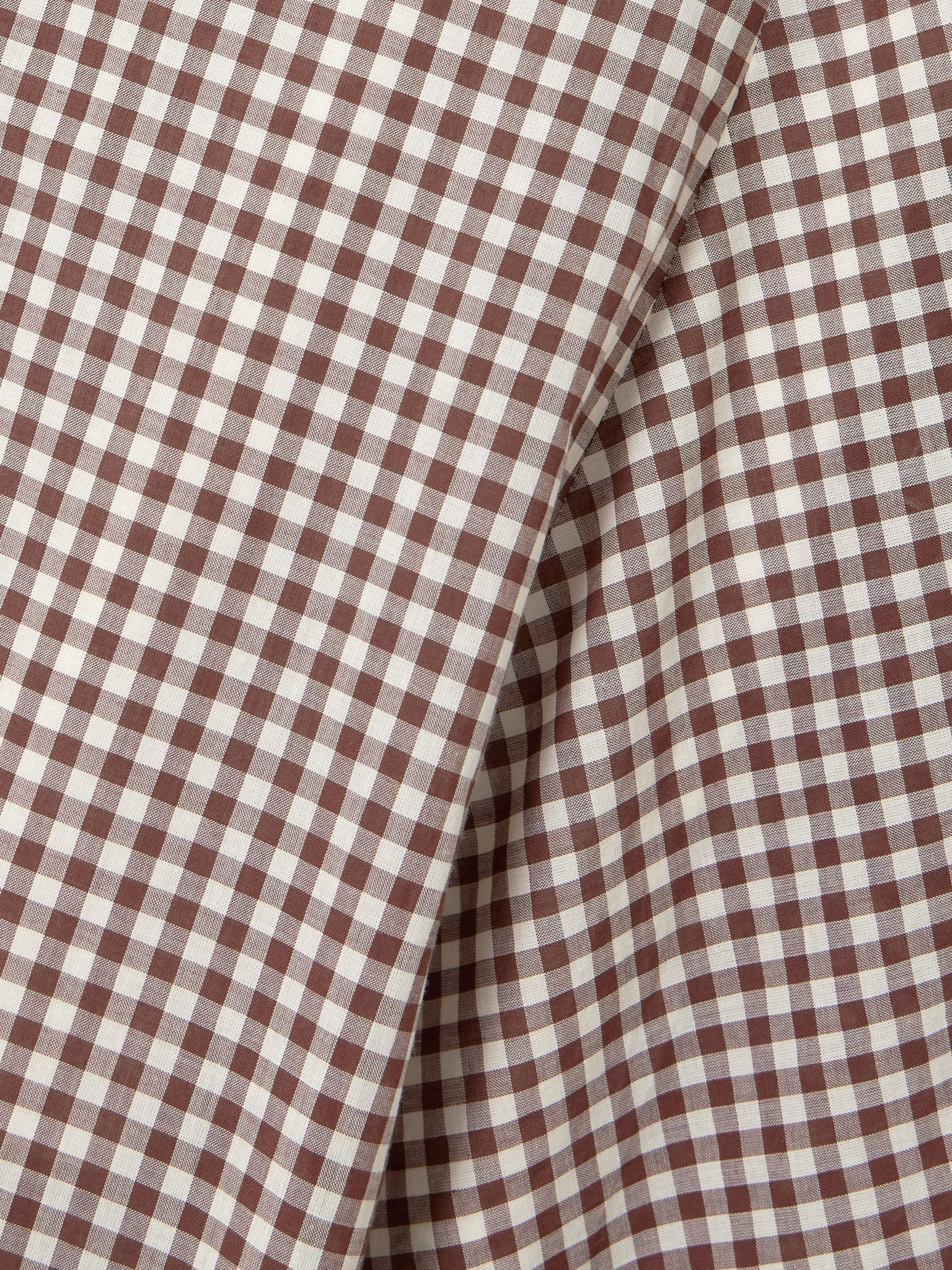 Callie pleated gingham cotton-voile midi dress Light brown - 4