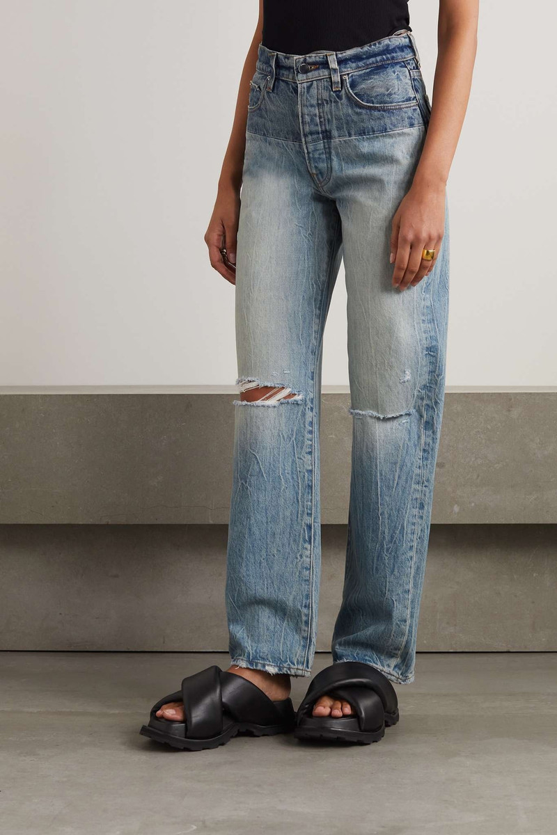 Distressed high-rise straight-leg jeans 3