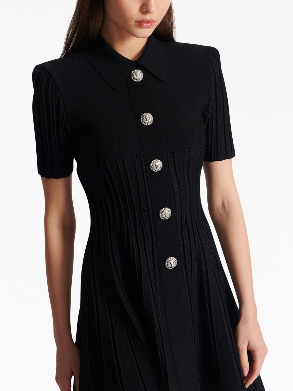 flared ribbed-knit minidress - 7