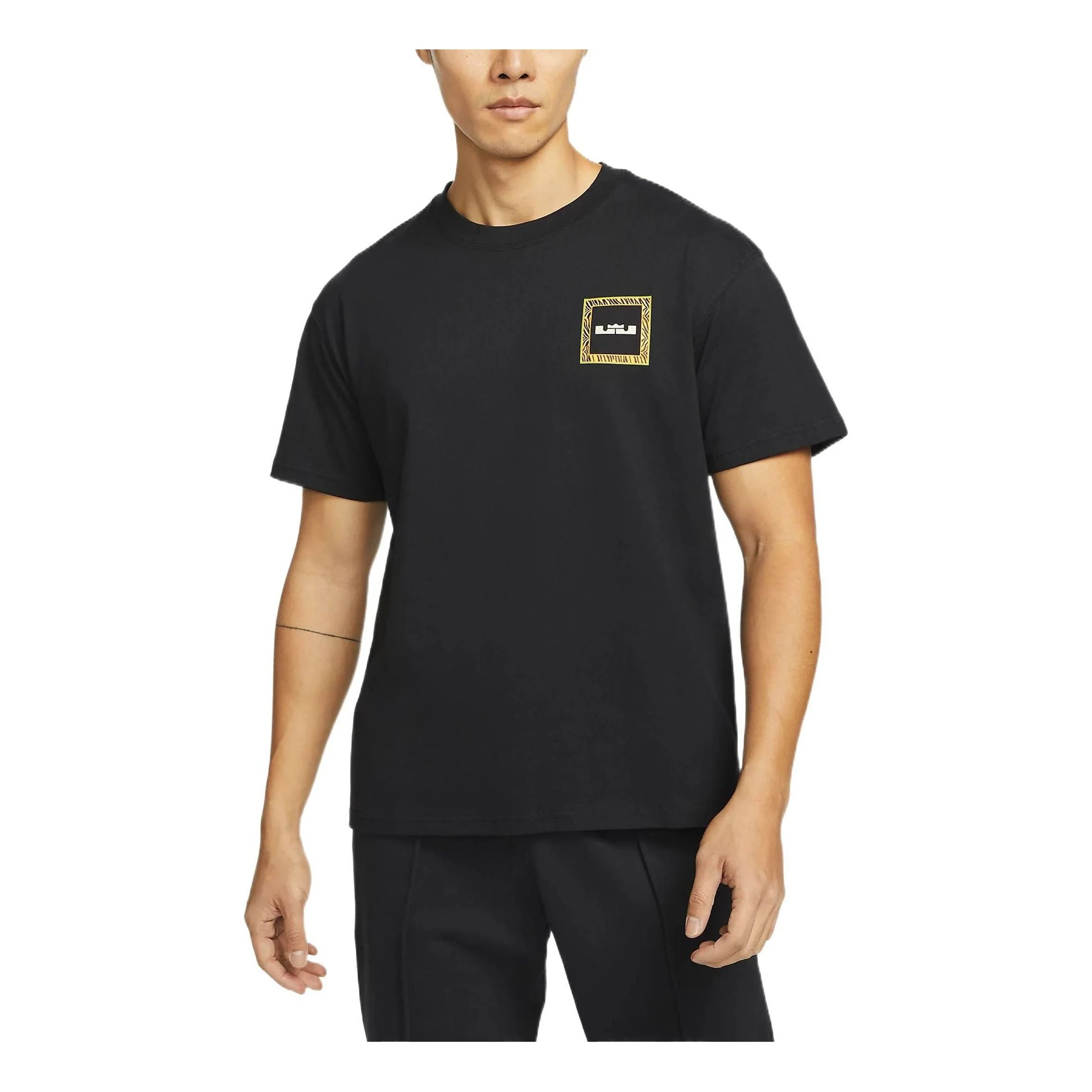 Nike Back Stripe Pattern Printing Basketball Round Neck Casual Short Sleeve Black DQ1882-010 - 1
