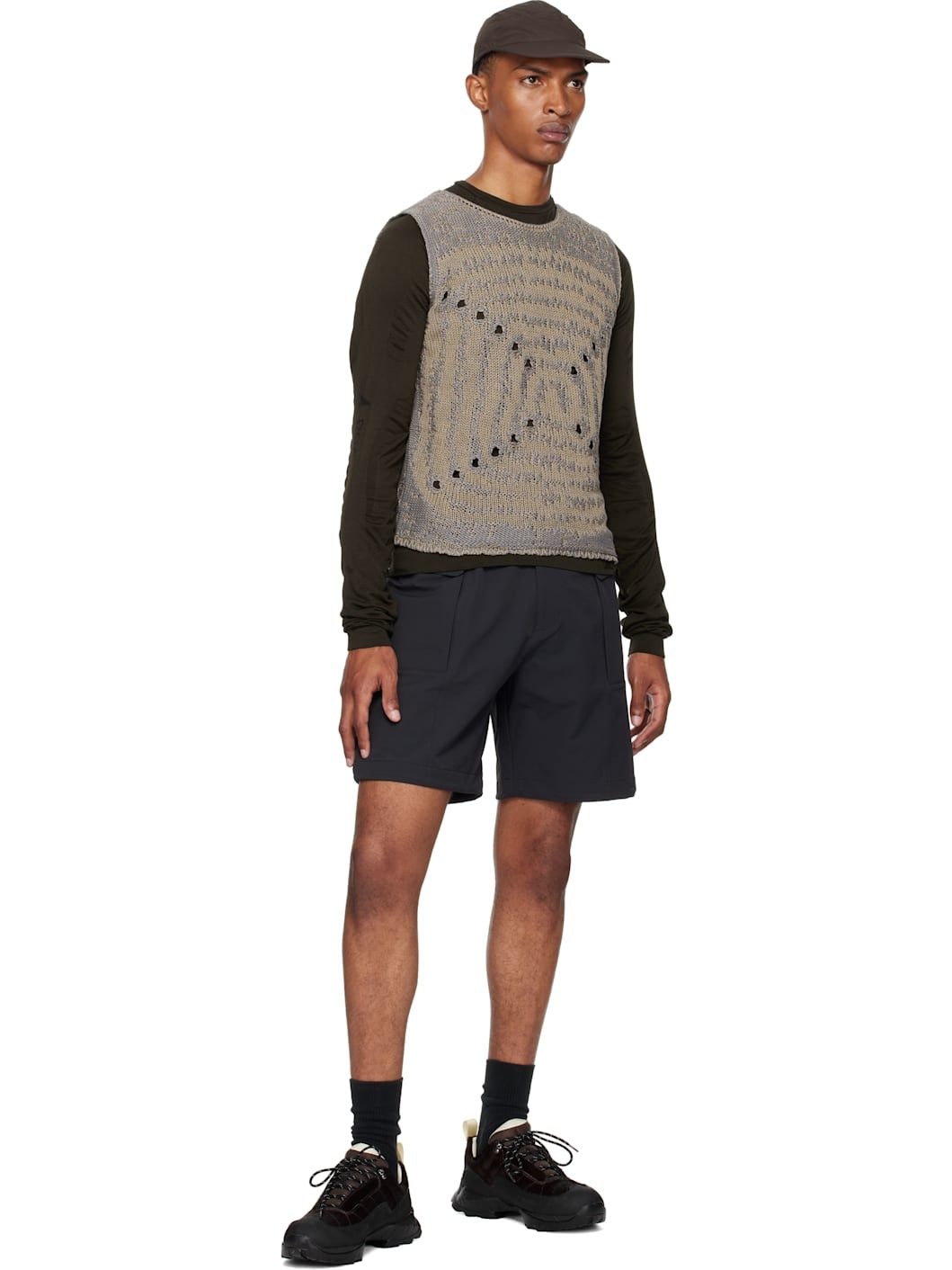 Blue & Beige Vortex Crewneck Vest - 4