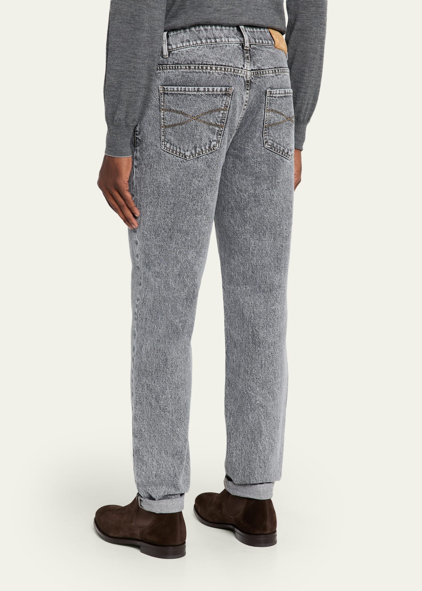 Men's Straight-Leg Grey Denim Jeans - 3